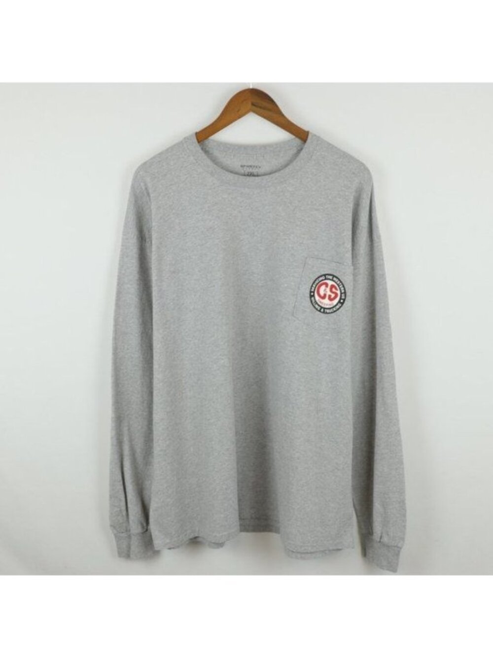 Sportex Safety Men's 2XL Gray Cotton Crewneck Graphic Long Sleeve Pocket Tee